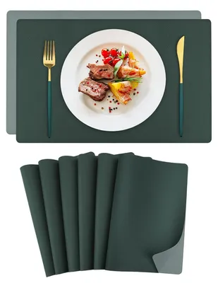 Produktbild von Set von 6 Kunstleder Platzdeckchen - Hitzebeständiges Kunstleder Mintgrün