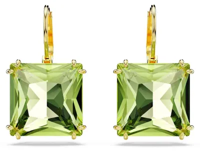 Produktbild von Swarovski Millenia Drop-Ohrhänger, Kissenschliff, Grün, Goldlegierungsschicht