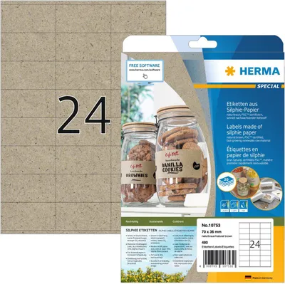 Immagine prodotto di Herma HERMA 10753 etichetta autoadesiva Rettangolo Permanente Marrone 480 pz