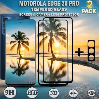 Obrázok produktu pre 2-balenie Motorola EDGE 20 Pro Ochranné sklo na displej & 1-balenie ochrana objektívu - Tvrdené sklo 9H - Super kvalita 3D