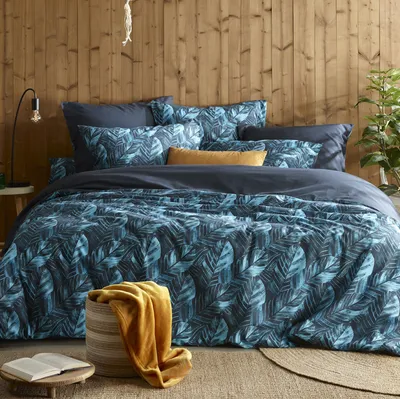 Produktbild von De Witte Lietaer Bettbezug, Musa Midnight Blue - 240 x 220 cm + (2x) 60 x 70 cm - Baumwollperkal