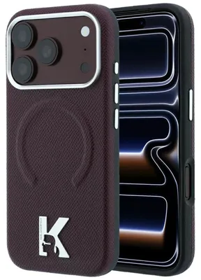 Obrázok produktu pre Púzdro Karl Lagerfeld s textúrovaným reliéfom, pútkom a logom Kameo MagSafe pre iPhone 18 Pro / 17 Pro, bordové