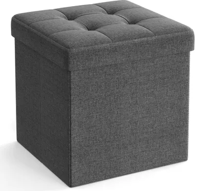 Produktbild von SONGMICS 30 cm Sitzbank mit Stauraum, klappbare Sitztruhe, Aufbewahrungsbox, Fußbank, dunkelgrau