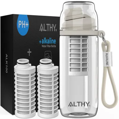 Wasserfilterflasche alkalisch pH 9,5, 500 ml, 3 Filter, BPA-frei