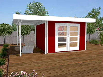 Produktbild von Gartenhaus 28 mm weka Designhaus 126 A Gr.1 rot 506x314cm