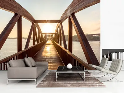 Produktbild von Vlies Fototapete 400x280 cm Tapeten Wandtapete XXL Sonne Brücke c-B-0086-a-b