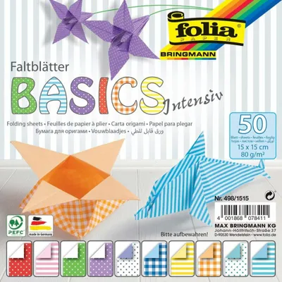 Produktbild von folia Faltblätter "Basic Intensiv" 150 x 150 mm 50 Blatt