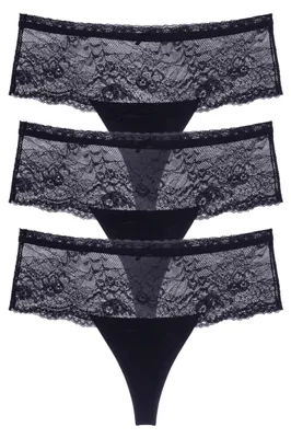 Produktbild von Dorina Damen Nina High-Rise Tanga 3er-Pack – Zarte Floral-Spitze, Midi Tanga Sch