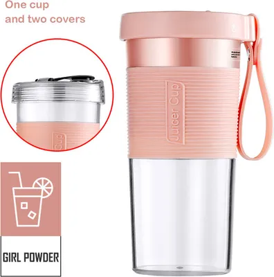 Image de Centrifugeuse électrique sans fil 600ml Bouteille d'extraction de jus de fruits portable DIY Bouteille de voyage d'extérieur - Rose