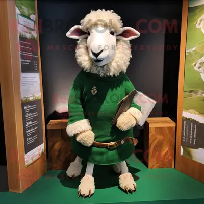 Produktbild von Waldgrüner REDBROKOLY Merino-Schaf Maskottchen Kostüm mit Minirock und Anstecknadeln