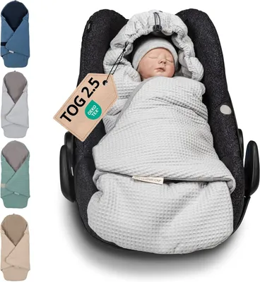 Produktbild von Einschlagdecke Babyschale – Ideal für Herbst und Winter, Materialien, EU – Babydecke für Kindersitz, Kinderwagen & Buggy, 0-9 Monate (2,5 TOG)
