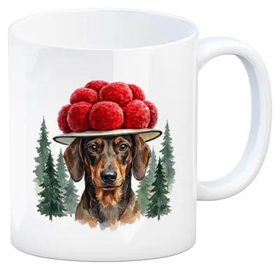 Produktbild von Dackel mit Bollenhut Kaffeebecher Schwarzwald Motiv