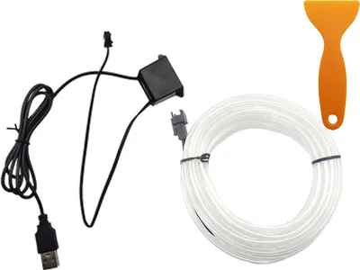 Produktbild von Auto Lichtstreifen 5m Blau Auto-Umgebungslicht, schneidbar, kein Kleben nötig, geeignet für Mittelkonsole/Tür/Schalttafel, USB-Direktstecker