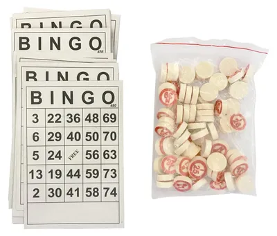 Imagen del producto de Juego de bingo clásico: set de madera con 40 cartones y 75 fichas