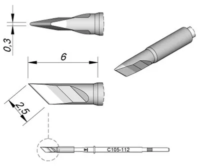 Produktbild von JBC Tools C115112 Lötspitze Klingenform, gerade, gerade Spitzen-Größe 0.3 mm Inhalt 1 St.