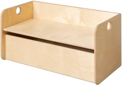 Immagine prodotto di Van Dijk Toys panca a cubo in legno / panca per bambini con contenitore natura - 70x35x35cm da 1 anno (qualità per l'infanzia)