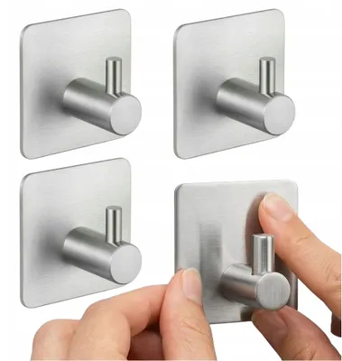 Immagine prodotto di 4 ganci adesivi – ganci da bagno e cucina per asciugamani, color argento