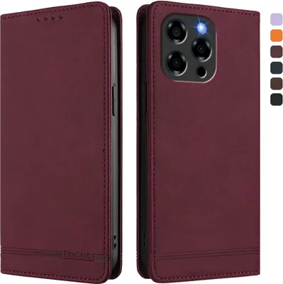 Produktbild von Hülle für Doogee Note 58 /Note 58 Pro, Retro Kunstleder Ständer Klapphülle mit Kartenfächer und Magnetische Rot