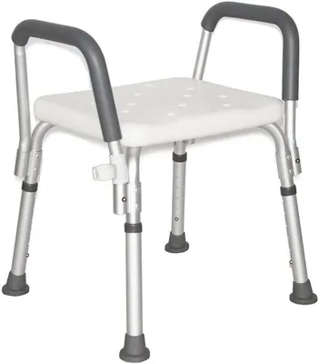 Immagine prodotto di Sedia da doccia / Sgabello per il bagno - Sedile di supporto - Doccia sicura - Altezza regolabile - 37,5-50,5 cm - Bianco