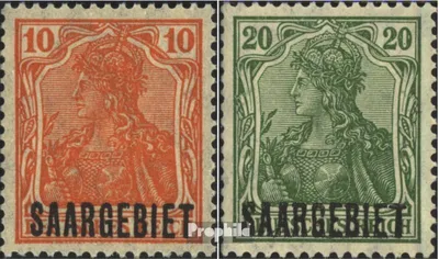 Produktbild von Briefmarken Saarland 1920 Mi 45-46 gestempelt Germania