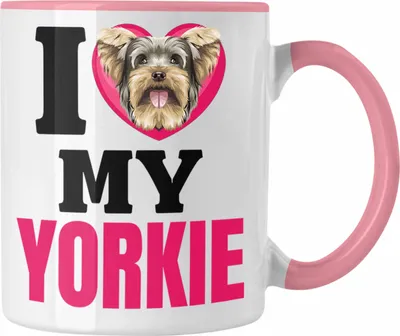Produktbild von Trendation - Yorkie Besitzerin Tasse Geschenk Lustiger Spruch Geschenkidee I Love My Yorkie (Rosa)