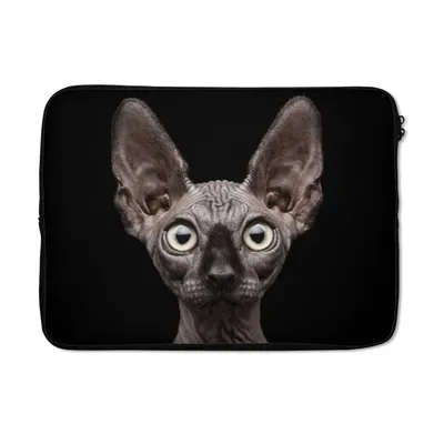 Produktbild von MuchoWow® Laptop Hülle 13 Zoll Katze - Haustiere - Porträt - Schwarz Laptoptasche - Laptophülle - Sleeve - Rundumschutz