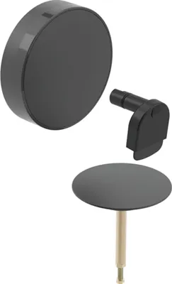 Productafbeelding van Geberit Complete set voor badkuipafvoer, split d52mm, met draaibare aansluiting en toevoer, zwart mat, 1 stuk.