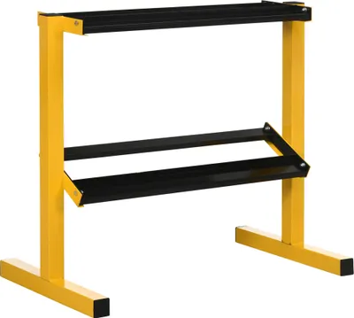 Produktbild von SPORTNOW Hantelständer, 2-Stufige Kurzhantelablage, Hantelablage bis 270 kg Belastbar, Gewichtshalter für Gewichtheben, Krafttraining, Stahl, Gelb, Schwarz, 92,5 x 50,5 x 80,5 cm