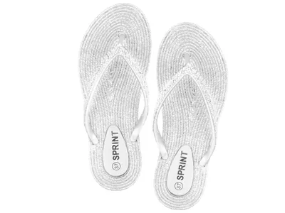 Produktbild von Damen Zehentrenner  Pantolette  Sommer Beach  Strasssteine, weiß, Gr. 38