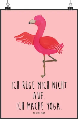 Produktbild von Mr. & Mrs. Panda Bild Flamingo Yoga DIN A2 - Rot Pastell - Geschenk, Namaste, Rosa, drucke, Plakat, wanddeko, Baum, Aufgeregt, Kunstdruck, Wanddekoration, Meditieren