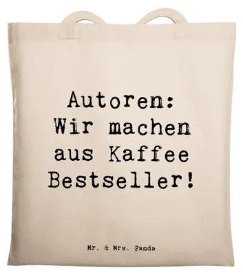Produktbild von Mr. & Mrs. Panda dokumententasche Spruch Autorin Kaffee - Transparent - Geschenk, Berufspassion, Jutebeutel, Tasche, Charme, kreative Geschenke, Beutel, Schriftsteller