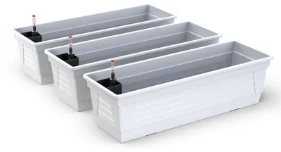 Produktbild von Plastard Blumenkasten 3er-Set 60 cm Weiß - mit Bewässerungssystem