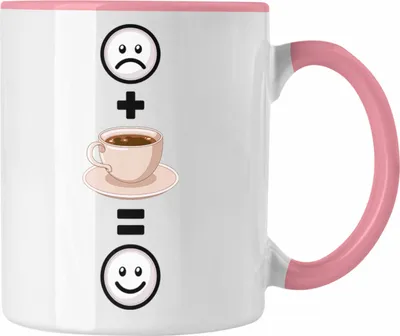 Produktbild von Trendation - Kaffee Tasse Geschenk für Kaffeetrinker Lustige Geschenkidee :( + Kaffeetasse = :) Geburtstag (Rosa)