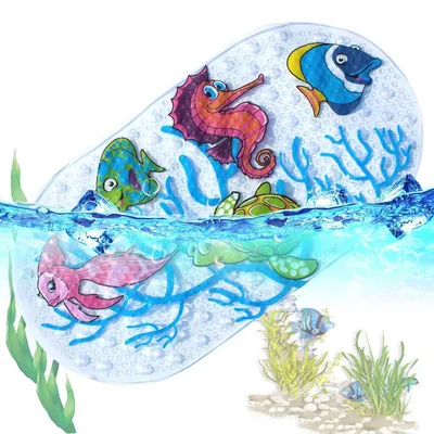 Produktbild von Badewannenmatte für Kinder Ocean World 39x69cm rutschfest antibakteriell Vinyl