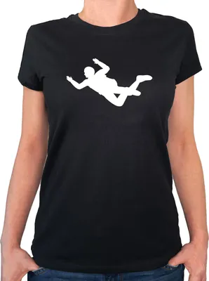 Produktbild von Huuraa Damen T-Shirt Skydiving Silhouette M Black Bio Baumwolle Fairtrade Damenshirt Geschenkidee