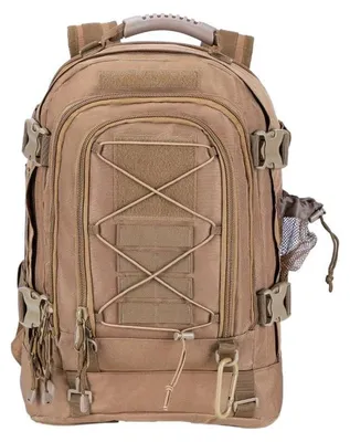 Image de Sac à dos tactique, conception modulable, compatible avec le système MOLLE, marron