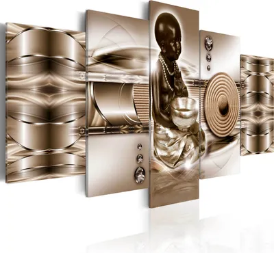 Produktbild von Leinwandbilder 200x100 cm h-A-0032-b-o Vlies Leinwandbild 5 tlg Kunstdruck modern Wandbilder XXL Wanddekoration Design Wand Bild BUDDHA ZEN ABSTRAKT