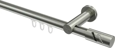 Produktbild von Interdeco Innenlaufstange / Gardinenstange mit Innenlauf Edelstahl-Optik, Typ Platon Zoena (Glitzerzylinder), 20 mm Ø 1-läufig, 220 cm