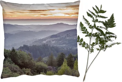 Produktbild von MuchoWow® Zierkissen Sofakissen Wohnzimmer Dekokissen 50x50 cm Berge - Sonne - Wald - Landschaft - Komfort - Sofakissen