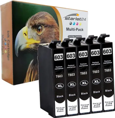 Produktbild von 5x D&C Tintenpatronen Schwarz ersetzt Epson 603 XL – Hohe Kapazität, kompatibel mit Epson Expression Home & WorkForce Serien