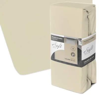 Immagine prodotto di Faro Lenzuolo in jersey morbido con elastico 160x200 crema su materasso 25 cm