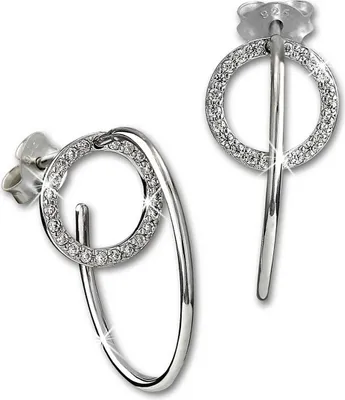 Produktbild von SilberDream Damen Ohrringe Creole Zirkonia weiß Ohrstecker 925 Silber D2GSO510W