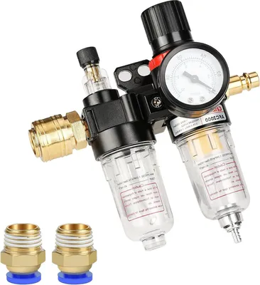 Produktbild von 1/4 Zoll Druckluft Druckminderer Wasserabscheider Druckluft mit Manometer ?labscheider Druckregler Zubeh?r fš¹r Kompressor