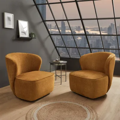Produktbild von riess-ambiente Drehbarer Sessel GATSBY senfgelb Samt 360° Drehsessel mit Schaumstoff-Polsterung