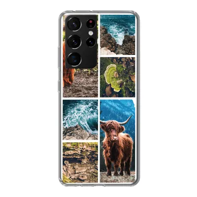 Produktbild von MuchoWow® Handyhülle Schutzhülle Hülle für Samsung Galaxy S21 Ultra Schottische Highlander - Natur - Collage Silikon Softcase Handy Hülle - Mobiltelefon