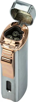 Produktbild von Jean Claude "Cadiz" Zigarren-Feuerzeug, 3-er Jet-Flamme, chrom/rosegold + Bohrer