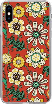Produktbild von MuchoWow® Handyhülle Schutzhülle Hülle für Telefoonhoesje iPhone Xs Design - Blumen - Hippie - Retro Silikon Softcase Handy Hülle - Handytasche