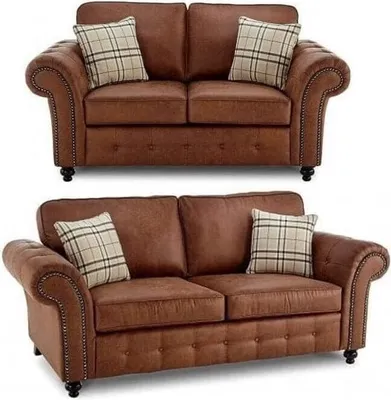Produktbild von Easy4You Oakland Braun Kunstleder 3-Sitzer-Sofa + 2-Sitzer-Sofa Sofas für Wohnzimmer Sofagarnituren mit Hohe Rückenkissen 3- und 2-Sitzer Set Sofas & Couches