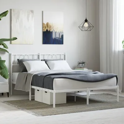 Produktbild von Möbel Bettgestell mit Kopfteil Metall Weiß 160x200 cm - Klassische Betten 355515
