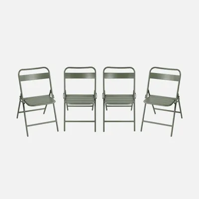Immagine prodotto di Set 4 sedie da giardino bistrot pieghevoli in acciaio, Verde kaki